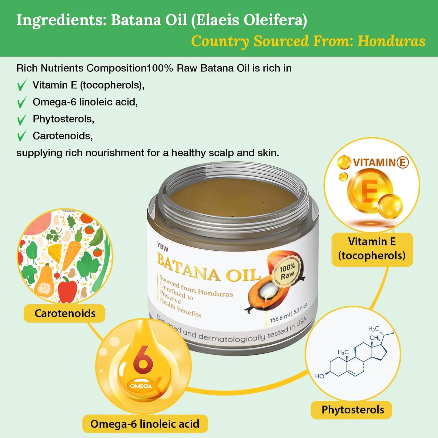 Real Batana Oil - Dr. Sebi Approved 100% Natural, Unrefined and Organic Batana Oil from Honduras for Hair Growth - Enhances Hair Thickness, Prevents Loss for Men & Women