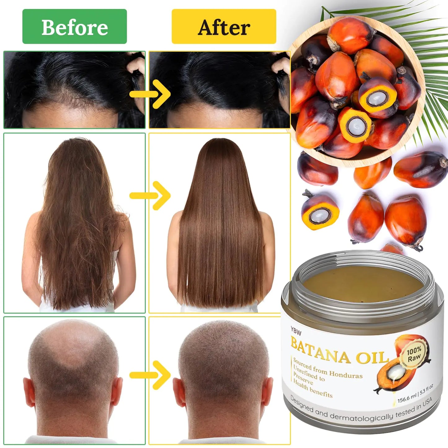 Real Batana Oil - Dr. Sebi Approved 100% Natural, Unrefined and Organic Batana Oil from Honduras for Hair Growth - Enhances Hair Thickness, Prevents Loss for Men & Women